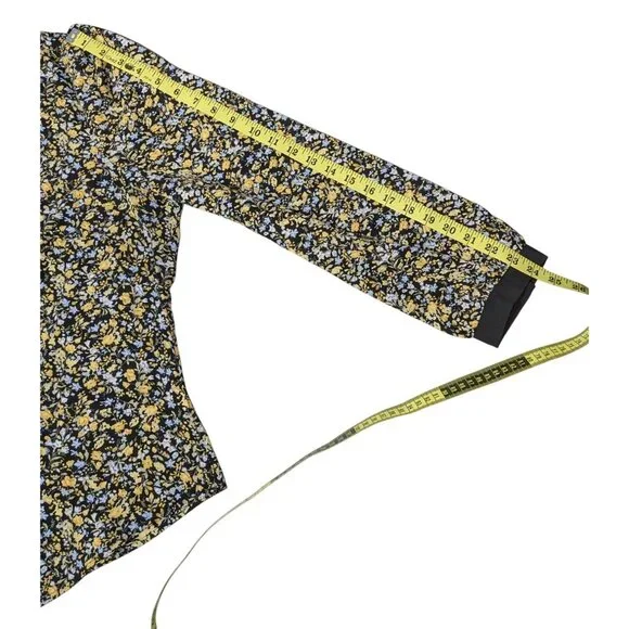 Allegra K Womens Floral Long Sleeve Top XL Black/Yellow/Blue - Picture 10 of 11